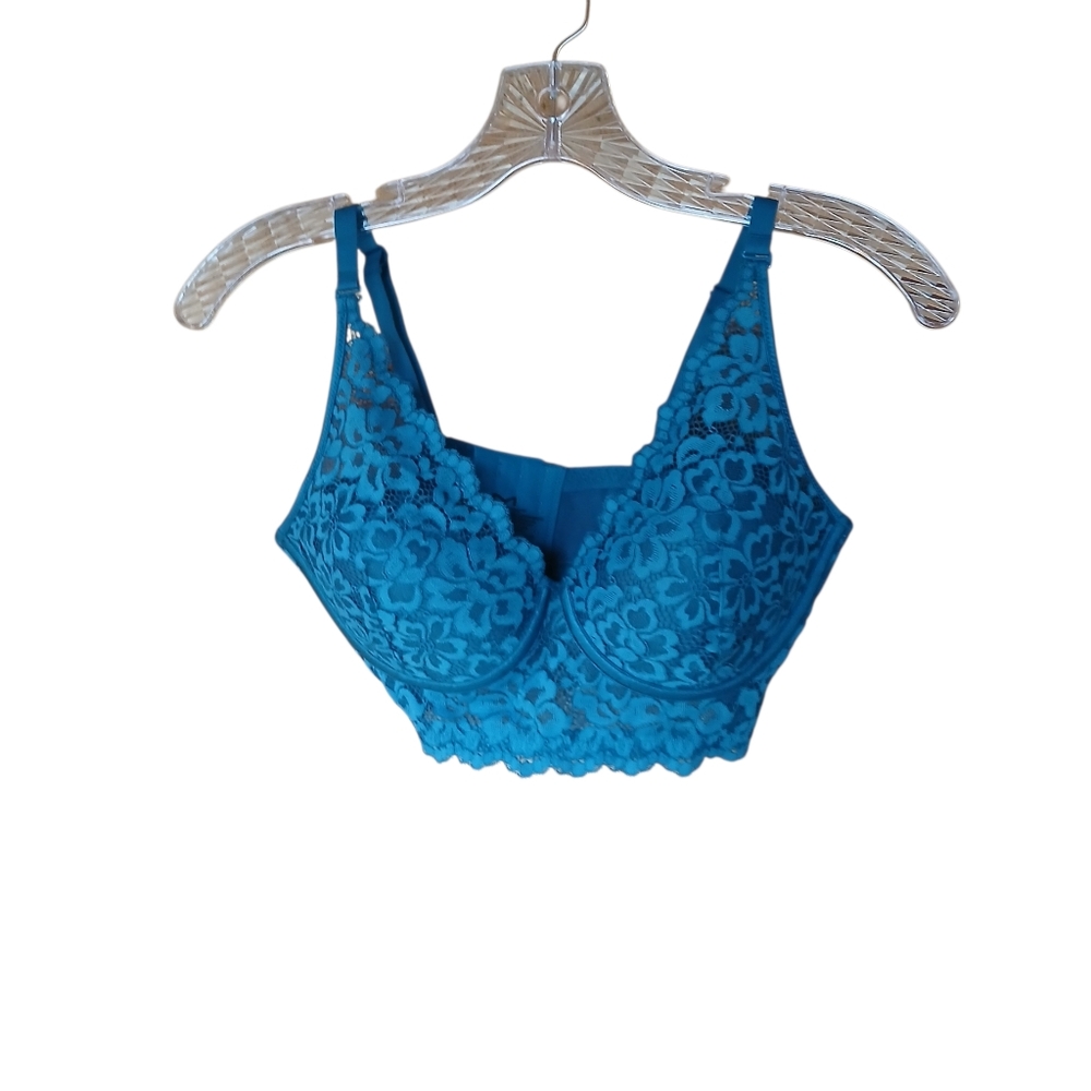 Maidenform Teal Lace Overlay Wire Free Bra 36C